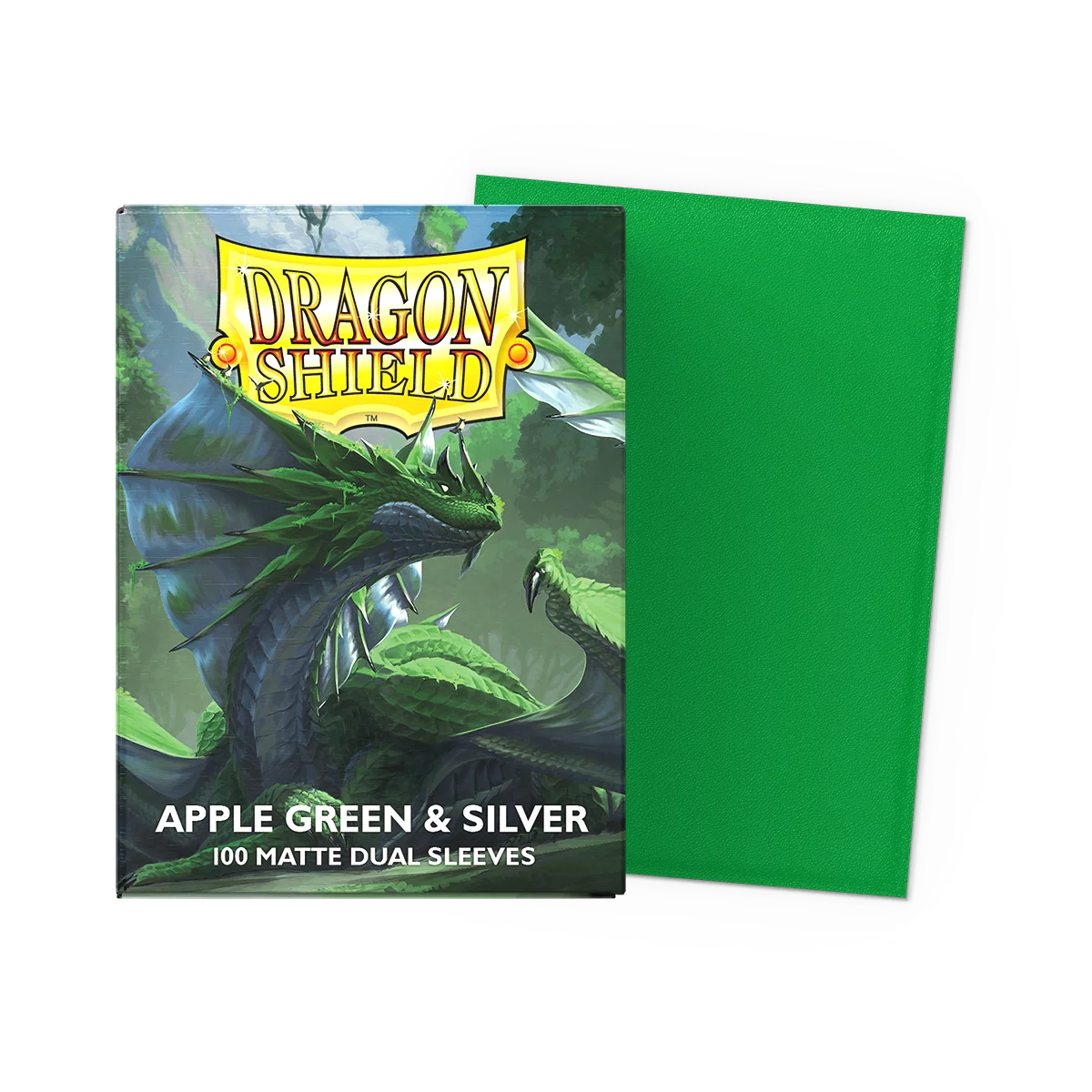 TCG - DRAGON SHIELD MATTE DUAL - 100 STANDARD SLEEVES - APPLE GREEN & SILVER