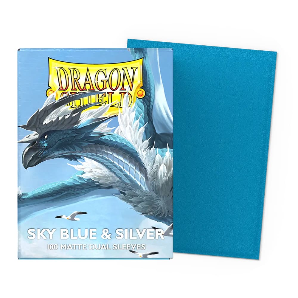 TCG - DRAGON SHIELD MATTE  - 100 STANDARD SLEEVES - SKY BLUE AND SILVER