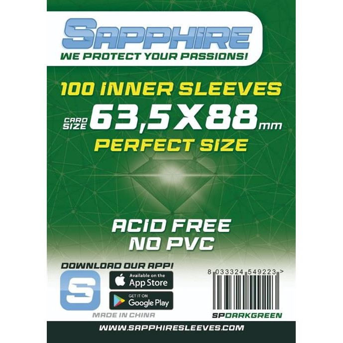 TCG - SAPPHIRE DARK GREEN - 100 BUSTE PROTETTIVE 63.5X88MM - PERFECT FIT