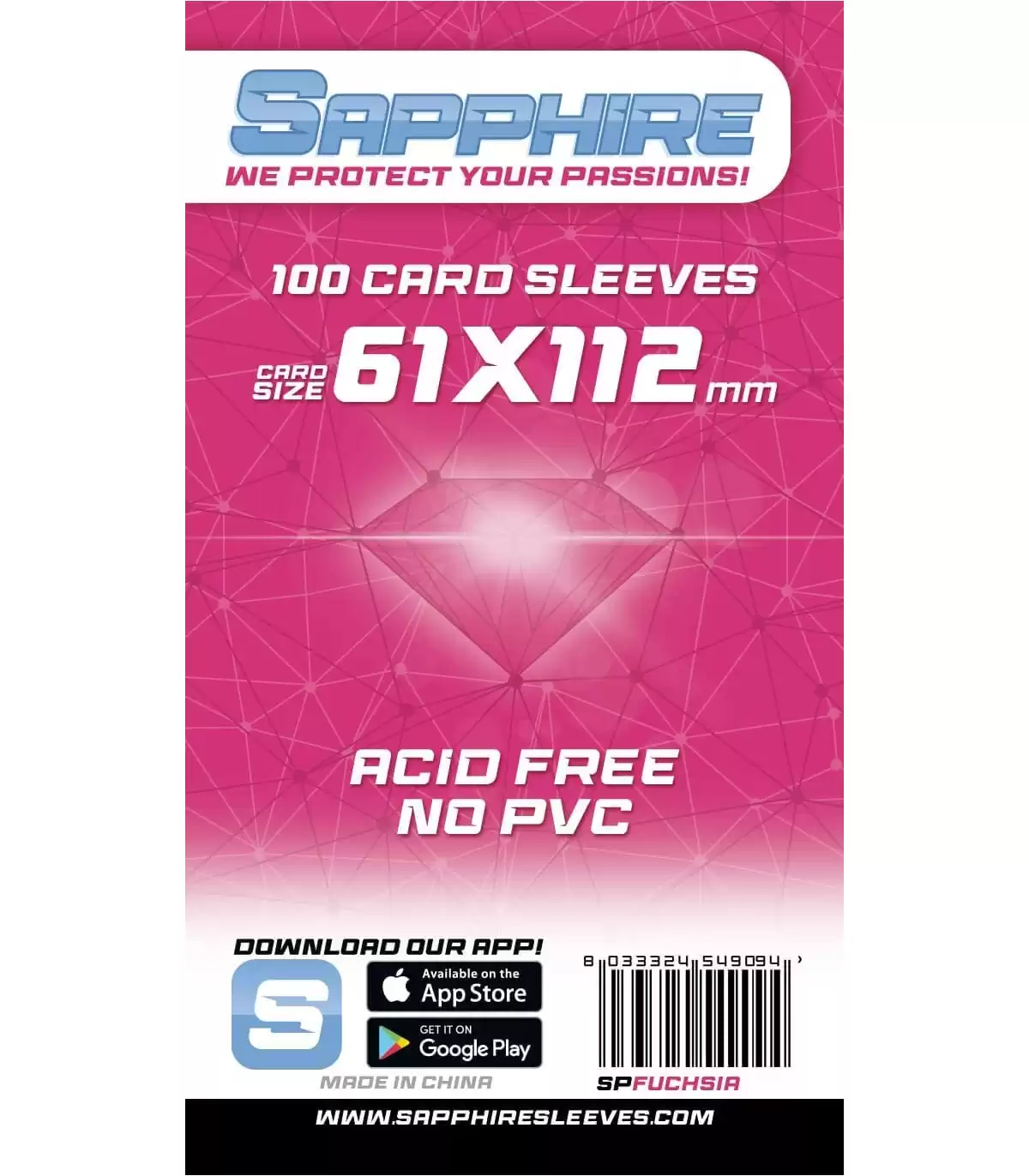 TCG - SAPPHIRE FUCHSIA - 100 BUSTE PROTETTIVE 61X112MM
